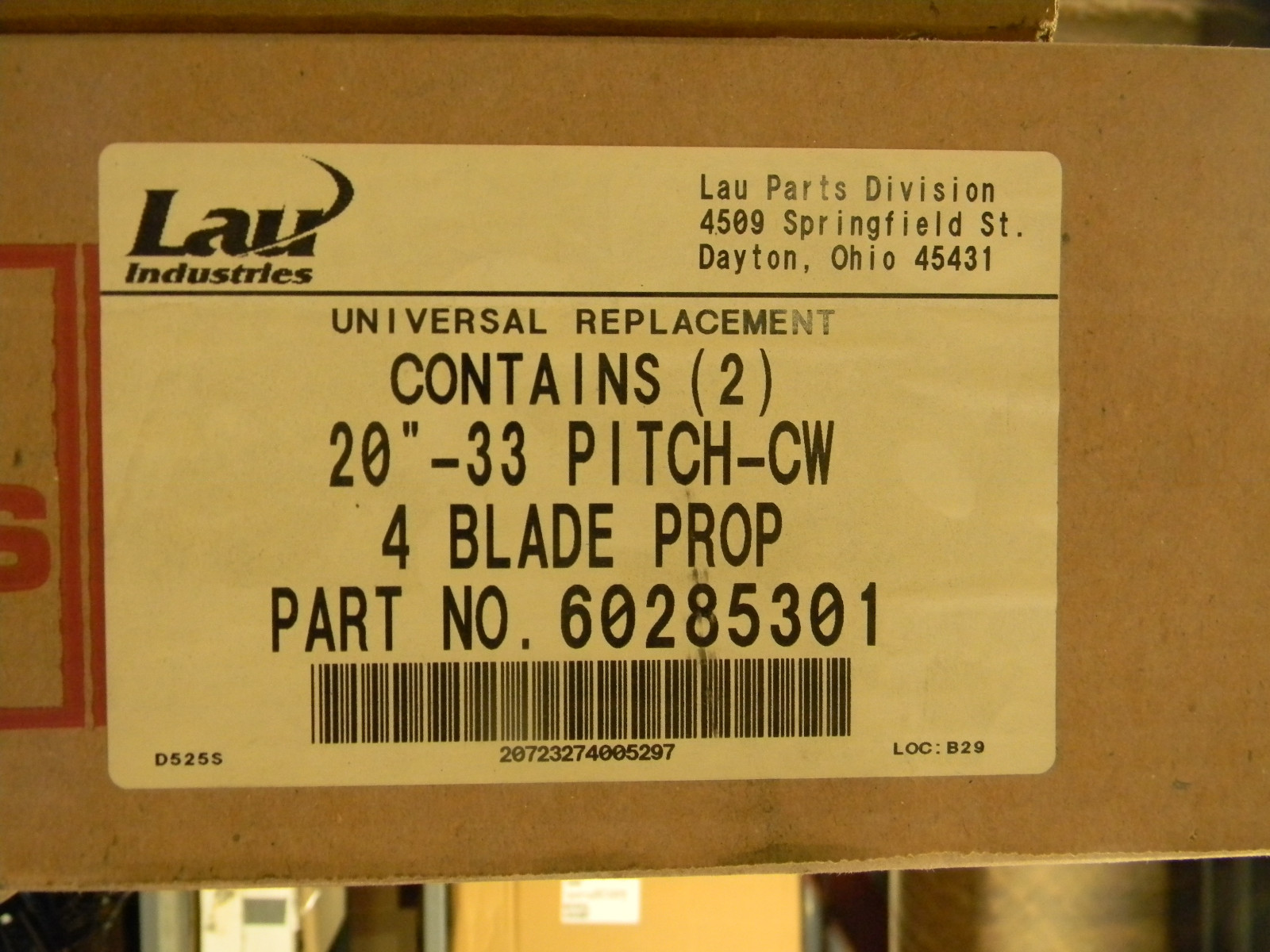 New Lau 60285301 20″ 4 Blade CW 33 Deg Condenser Type Fan Blade FB1