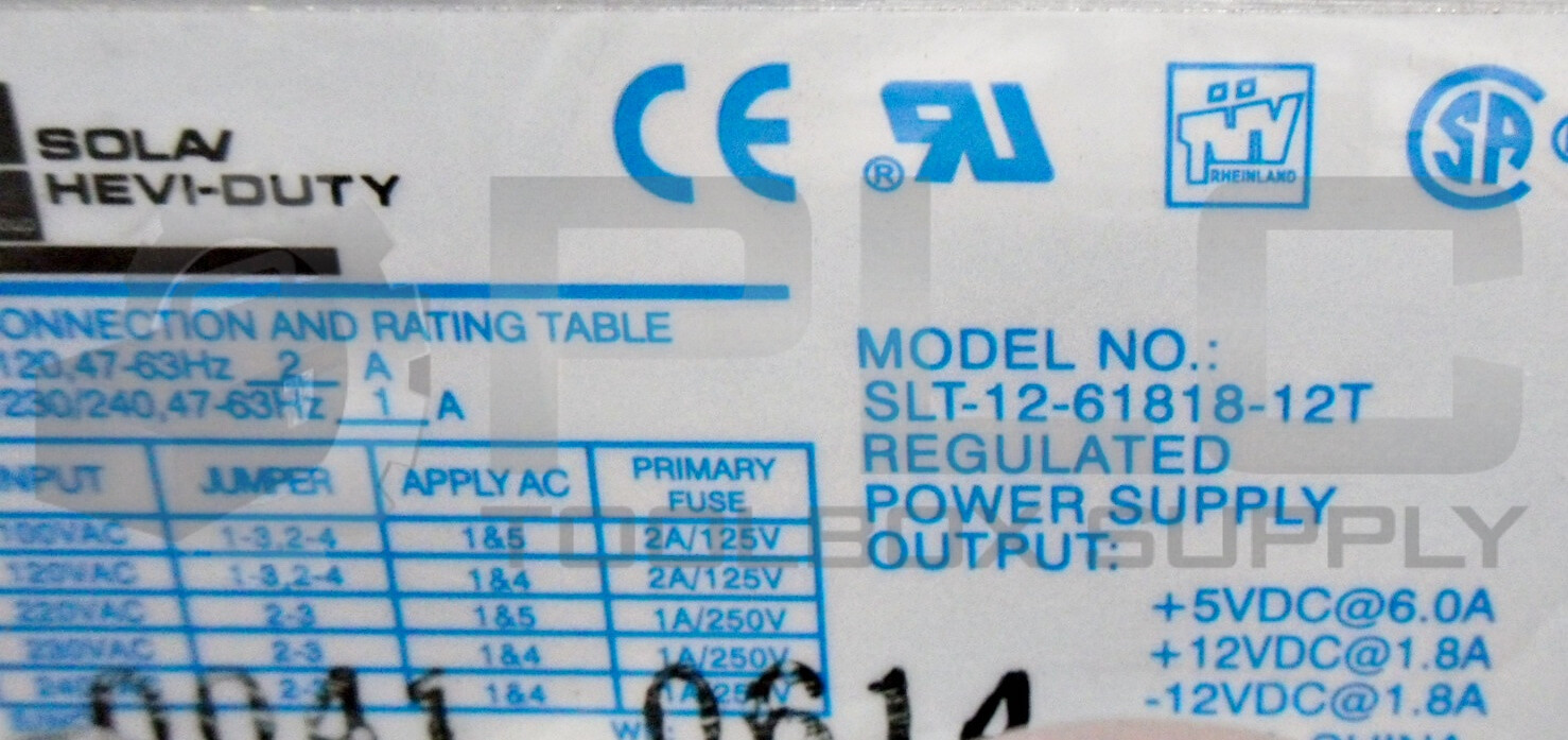 SOLA HEVI-DUTY SLT-12-61818-12T REGULATED POWER SUPPLY