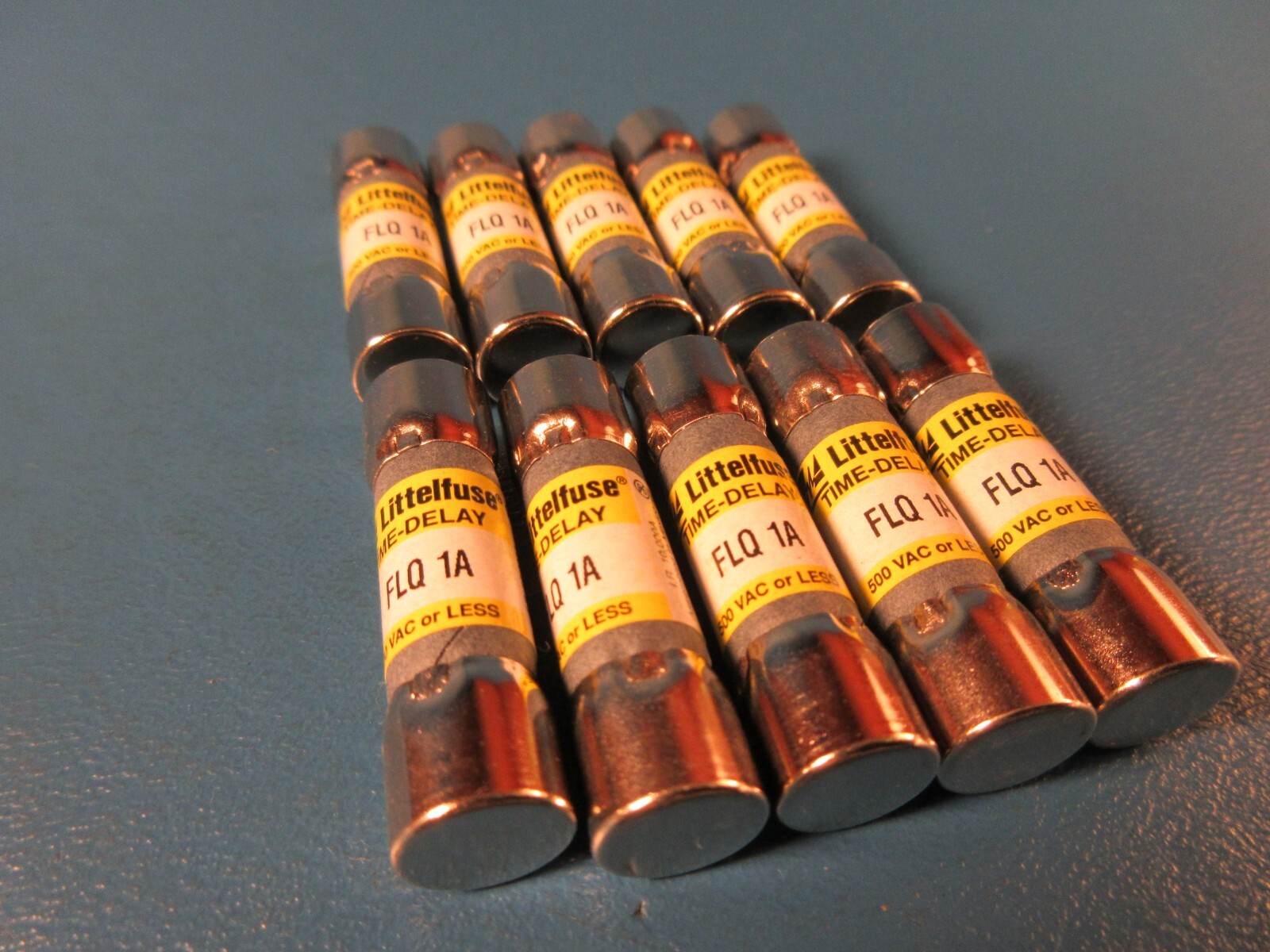 LOT OF 10 LITTELFUSE FLQ 1A, FUSES, 500VAC, 1 AMP