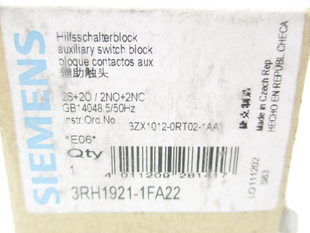 SIEMENS 3RH1921-1FA22 690V 10A NSMP