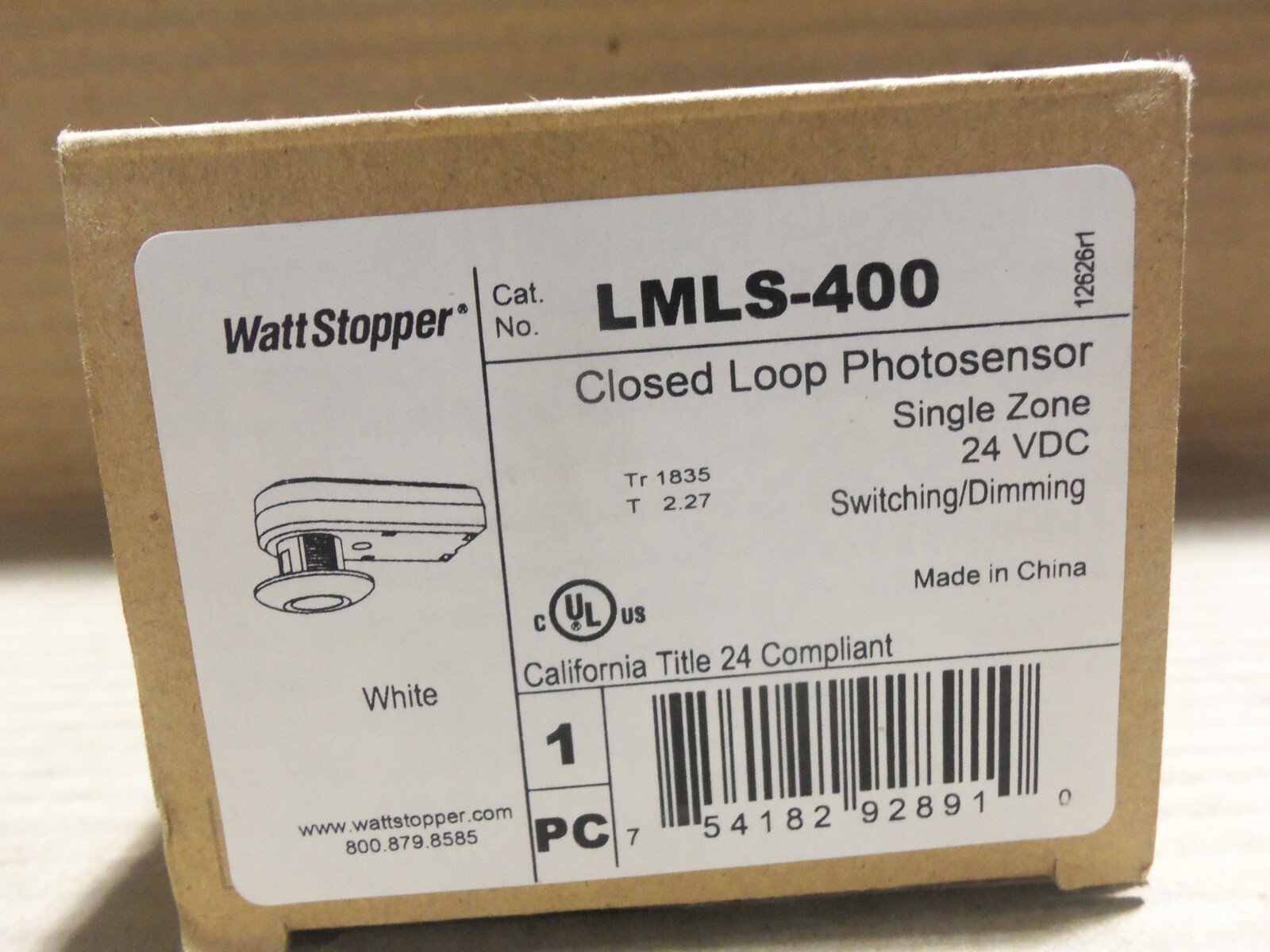 New Wattstopper LMLS-400 Closed Loop Photosensor Single Zone Switching/Dimming