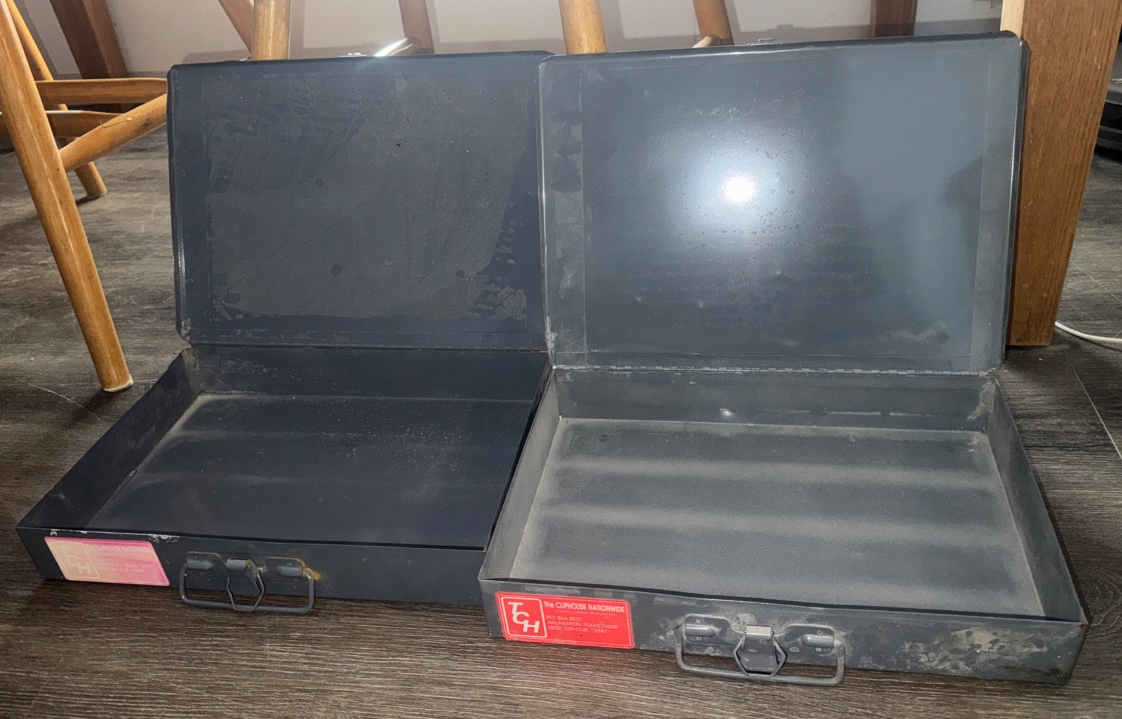2 Metal Storage Boxes With Locking Clasps 13.5” X 9.5”