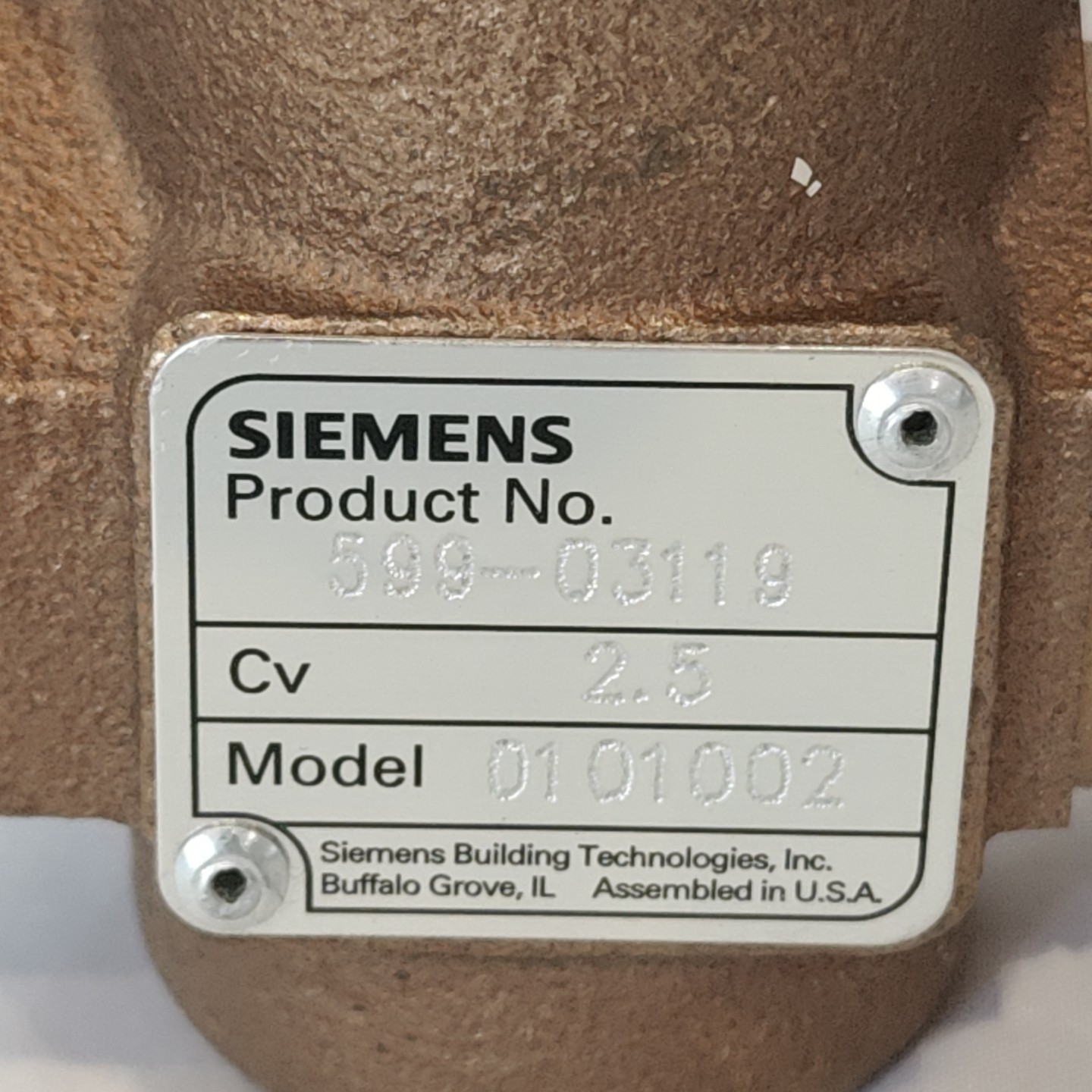 Siemens Flowrite 599-03119 2-Way N/C Brass Equal Percentage Valve Body 1/2″