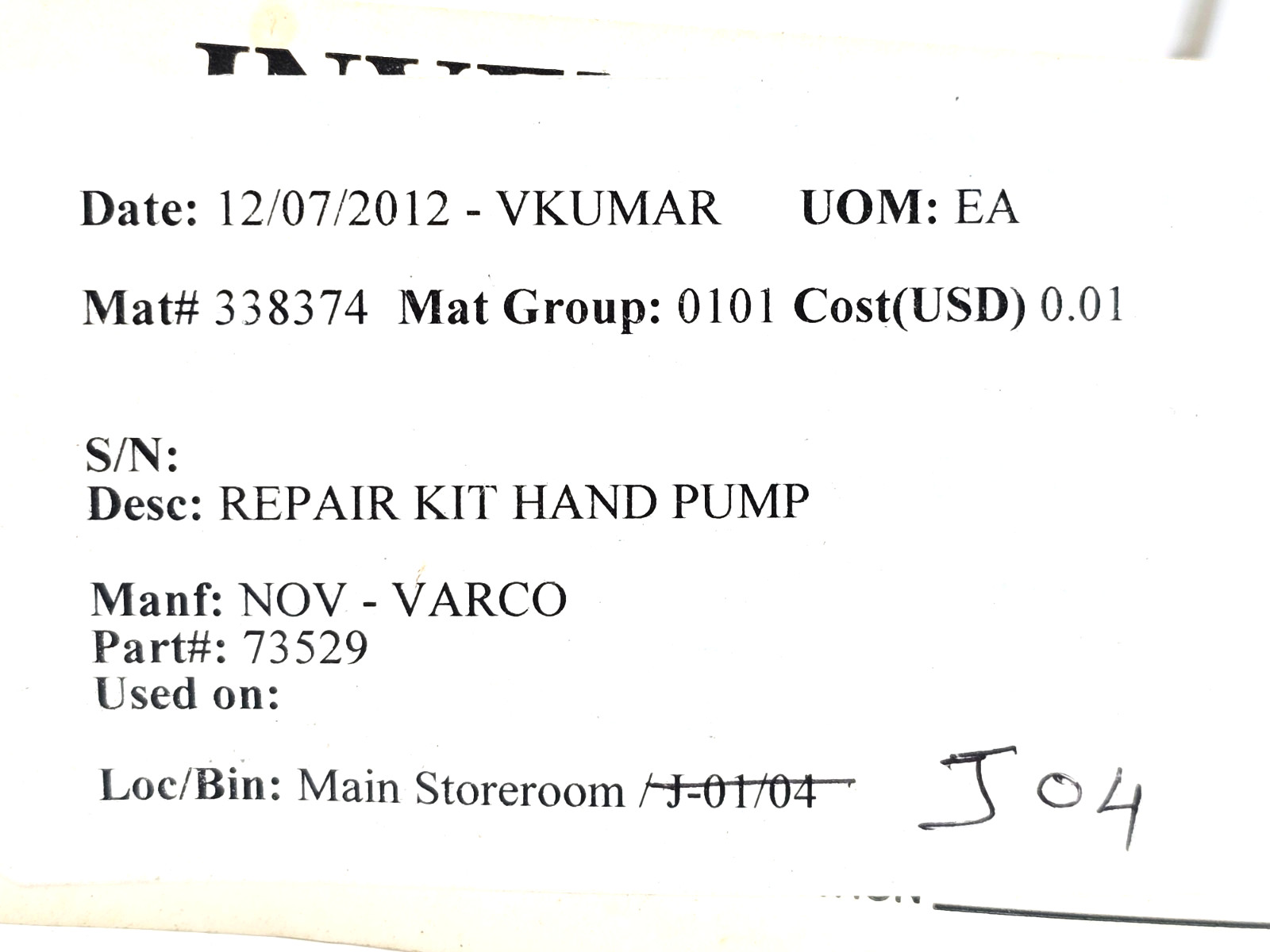 FILL RITE 5200 FUEL TRANSFER PUMP REBUILD KIT ( NOV 73529 )