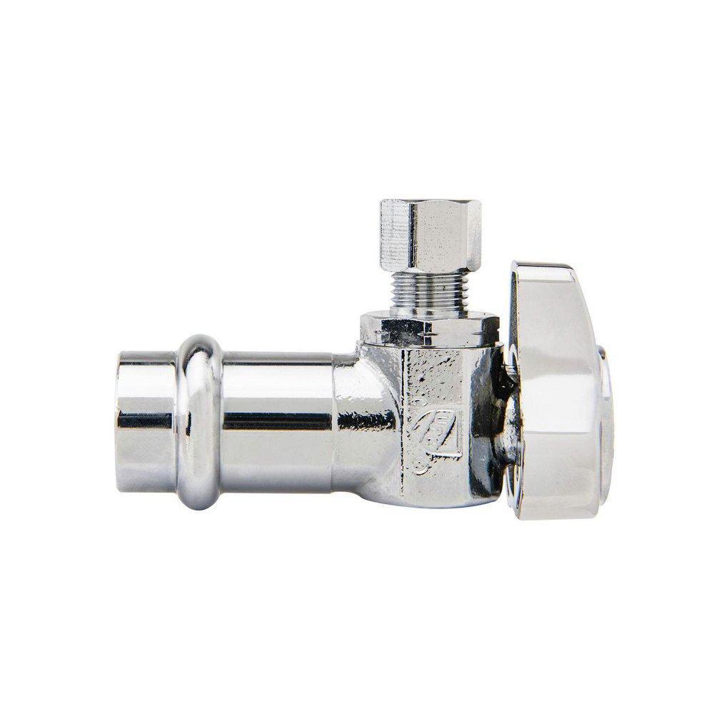 BrassCraft 1/2 X 1/4 In. Press X Comp Angle Supply Stop Valve Chrome