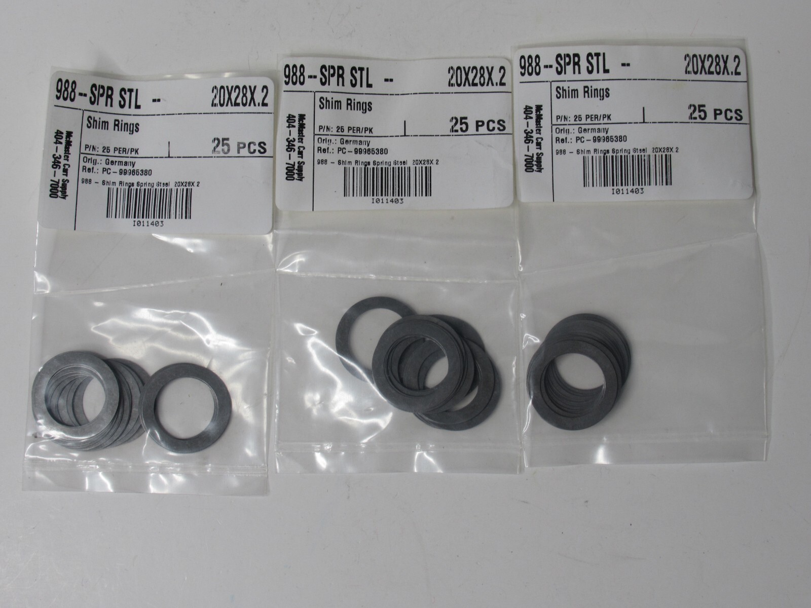 (NEW – Lot of 75) MCMASTER CARR 988-SPR STL 404-346-7000 Shim Rings