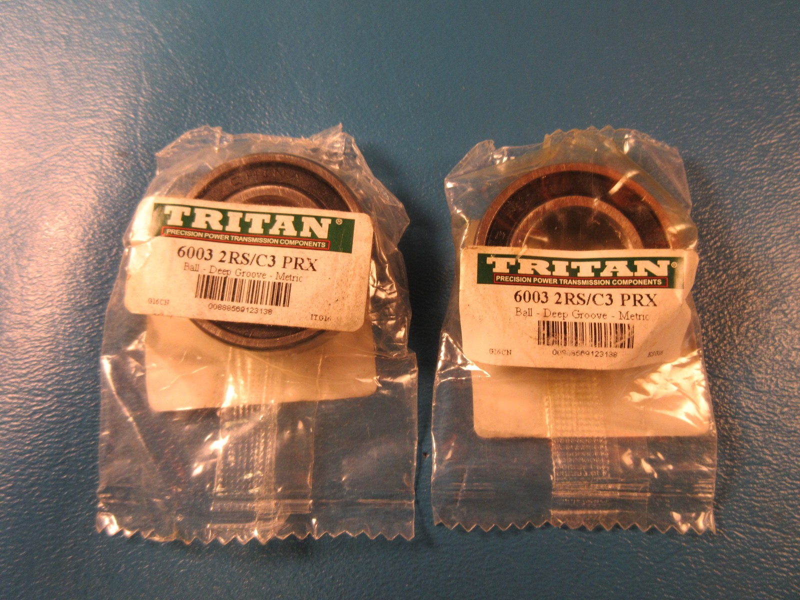 LOT OF 2 TRITAN 6003 2RS C3 PRX, Radial Ball Bearing: 6003, Dbl Sealed