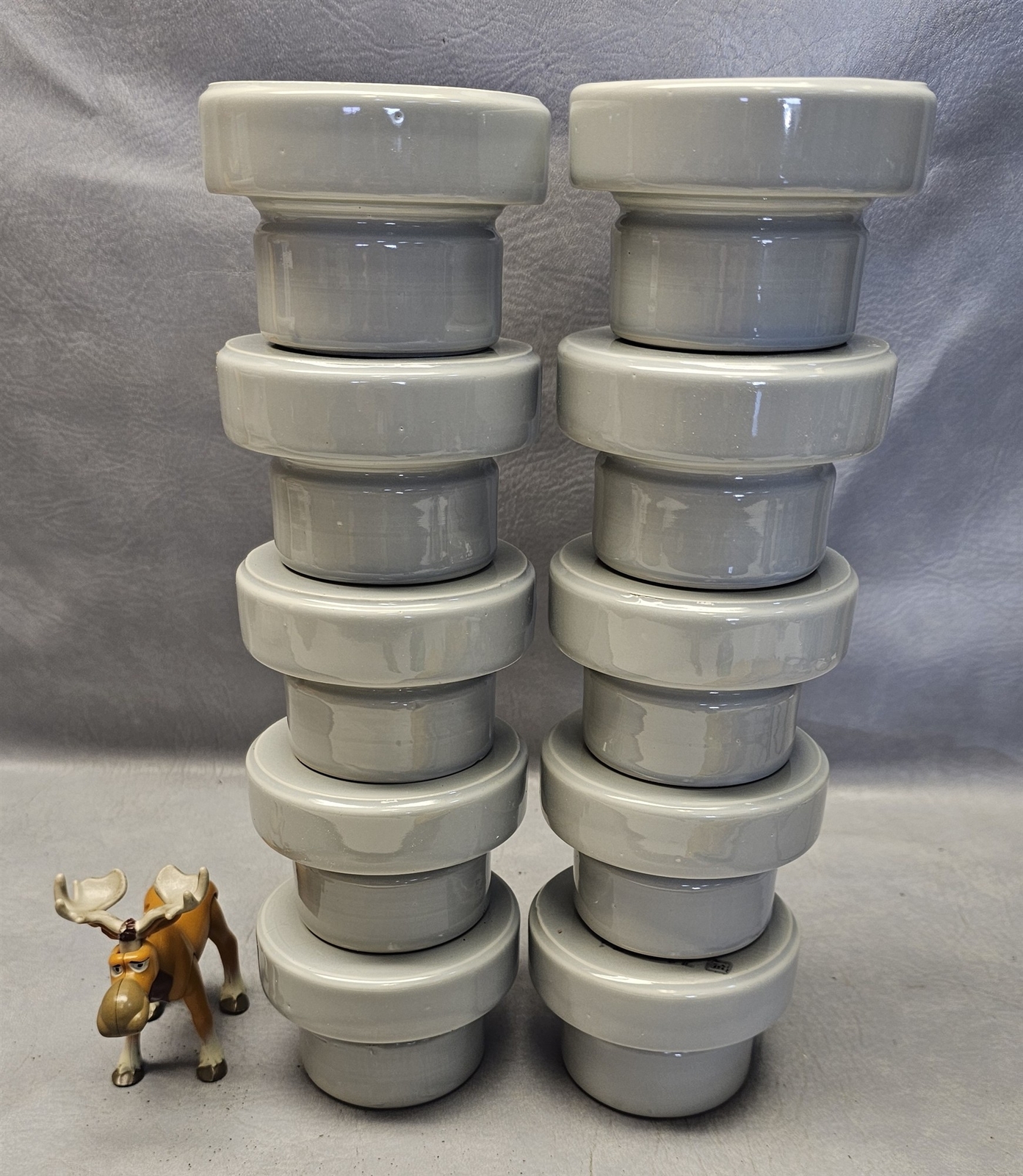 PP Inc 3-9/16″ Stackable Insulator 713031 High Voltage Porcelain Lot of 10