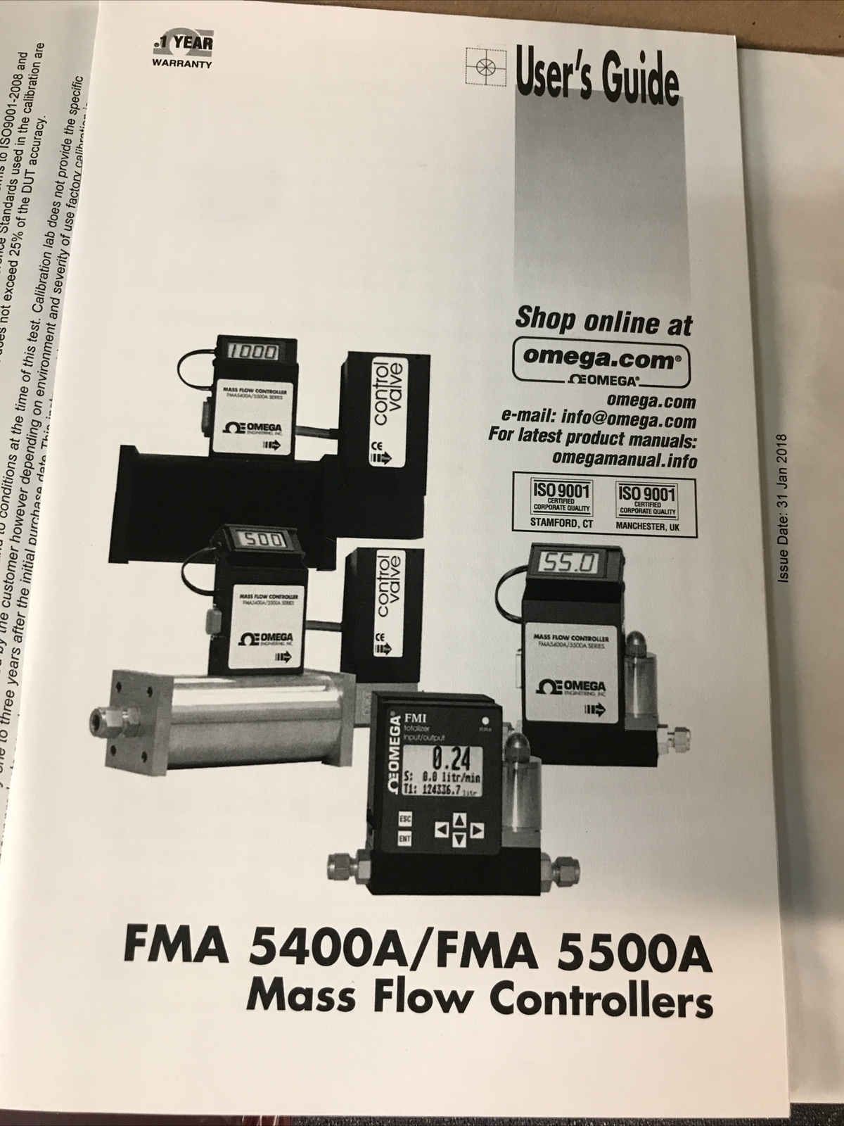 OMEGA Mass Flow Controller FMA5400A/5500A 0-30 L/min N2 FMA5526A