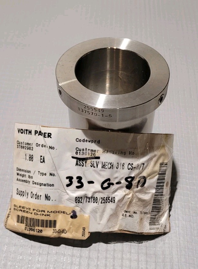 BIRD Voith Paper OEM D-INK Screen Mechanical Sleeve Assembly MPN 255549 NOS