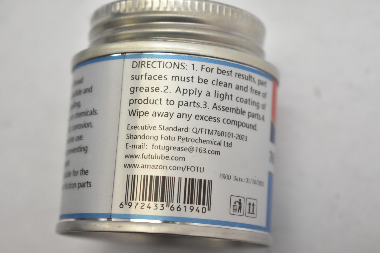FOTU 760 Anti-Seize Thread Lubricant 3oz Molybdenum Disulfide Can Brush 3 oz