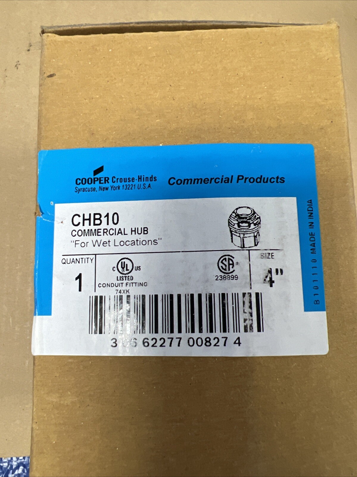 COOPER CROUSE-HINDS CHB10 COMMERCIAL HUB 4″ FOR WET LOCATIONS