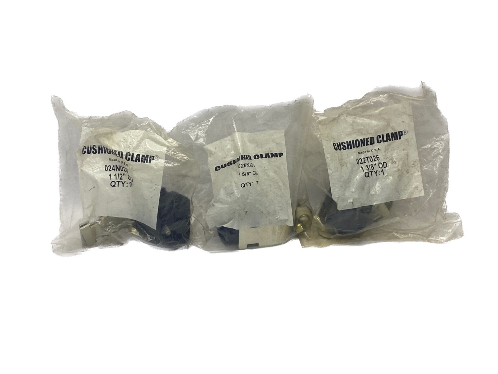 NIB LOT OF 3 Cushioned Clamp 1-1/2” 1-5/8” 1-3/8” Cush-A-Clamp