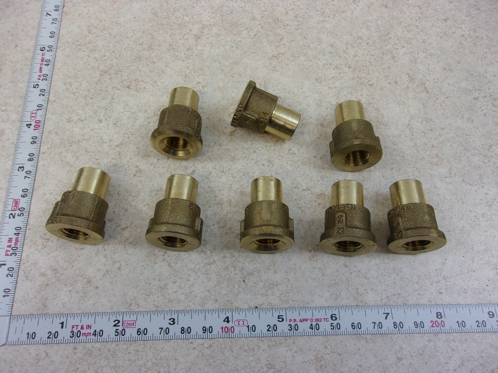 LOT OF 8 NSF-61-G, BRASS FITING 1/4NPT TO 1/2″ I.D. SWEAT ON ADAPTOR, F0359