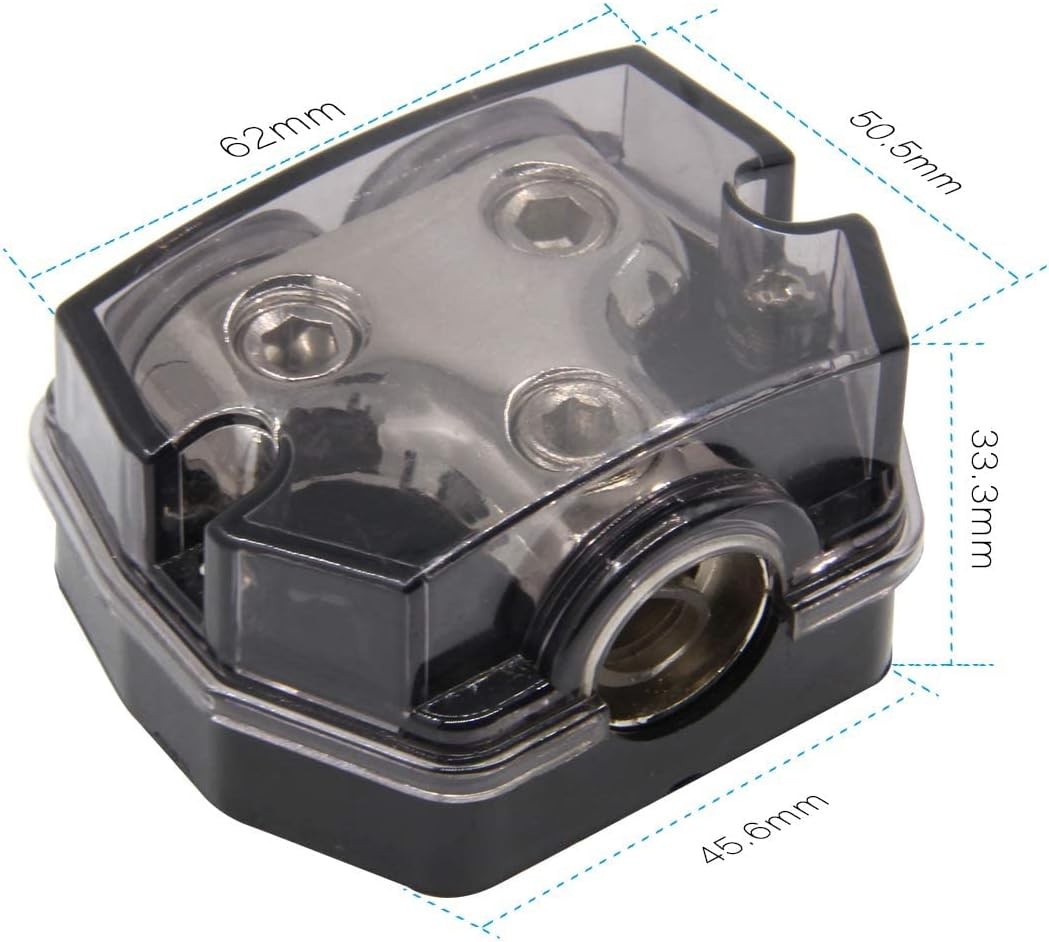 2 Way Power Distribution Block, 0/2/4 AWG Gauge in, 1×0+2×0 2Way 2Pack