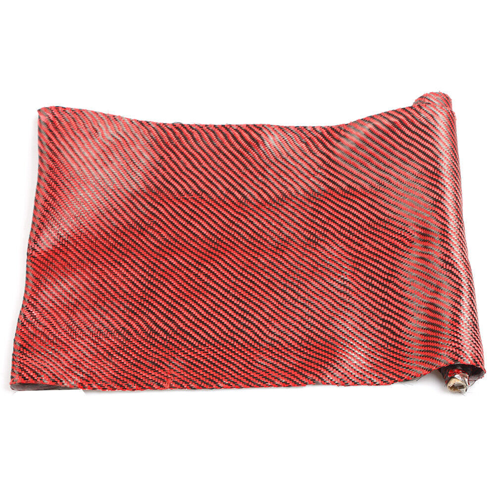 12″ x 5FT Twill Weave Carbon Fiber Fabric Cloth Black Red (3K, 9.1oz, 59″ x 12″)