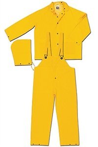MCR Safety 2003L Classic 3-Piece Rainwear Suit Large Yellow Polyester/PVC Detach
