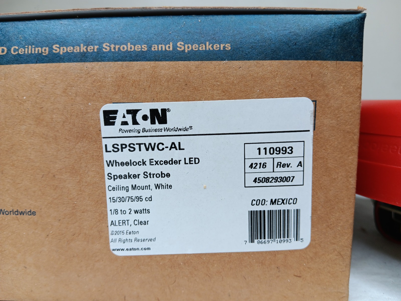 Eaton LSPSTWC-AL WHEELOCK Exceder LED Speaker Strobe *No Instruction*