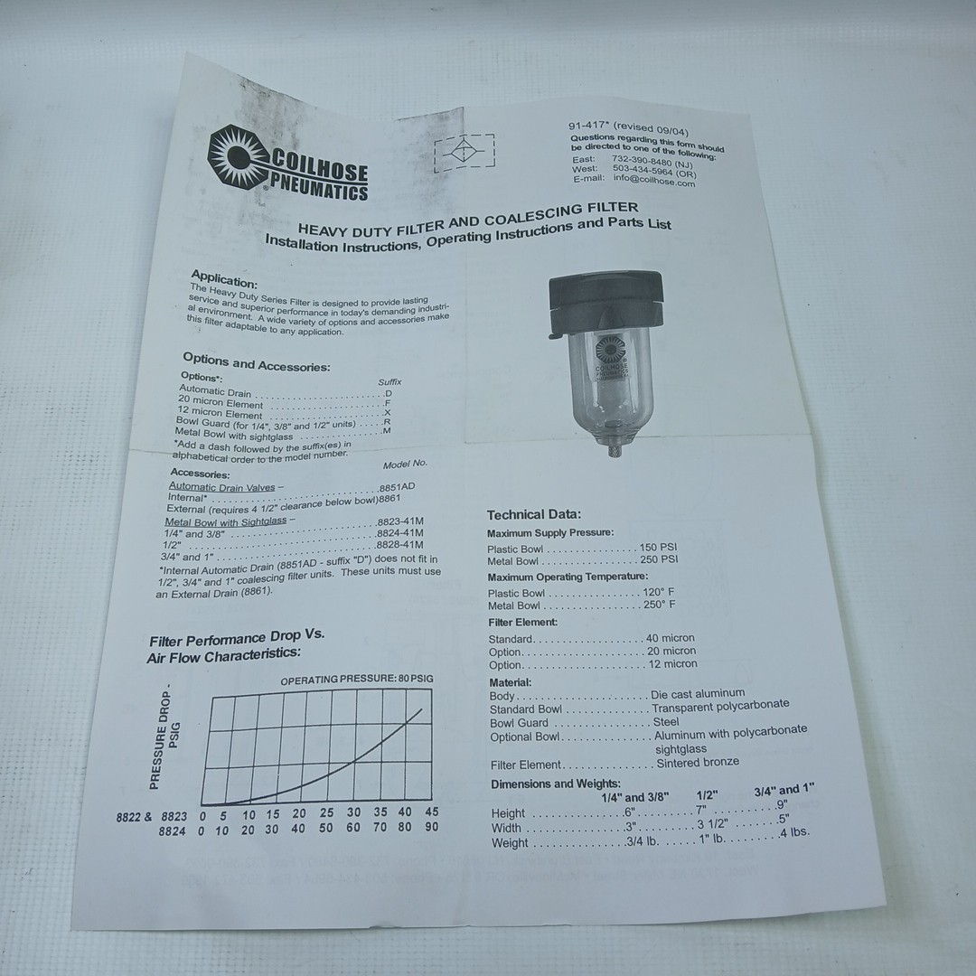 Coilhose Pneumatics 8823 Heavy Duty Filter 3/8″ NPT