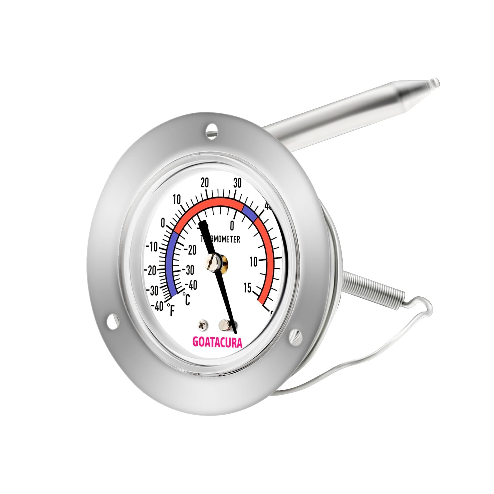 Vapor Capillary Refrigeration Thermometer, Stainless Steel Flanged Panel Moun…