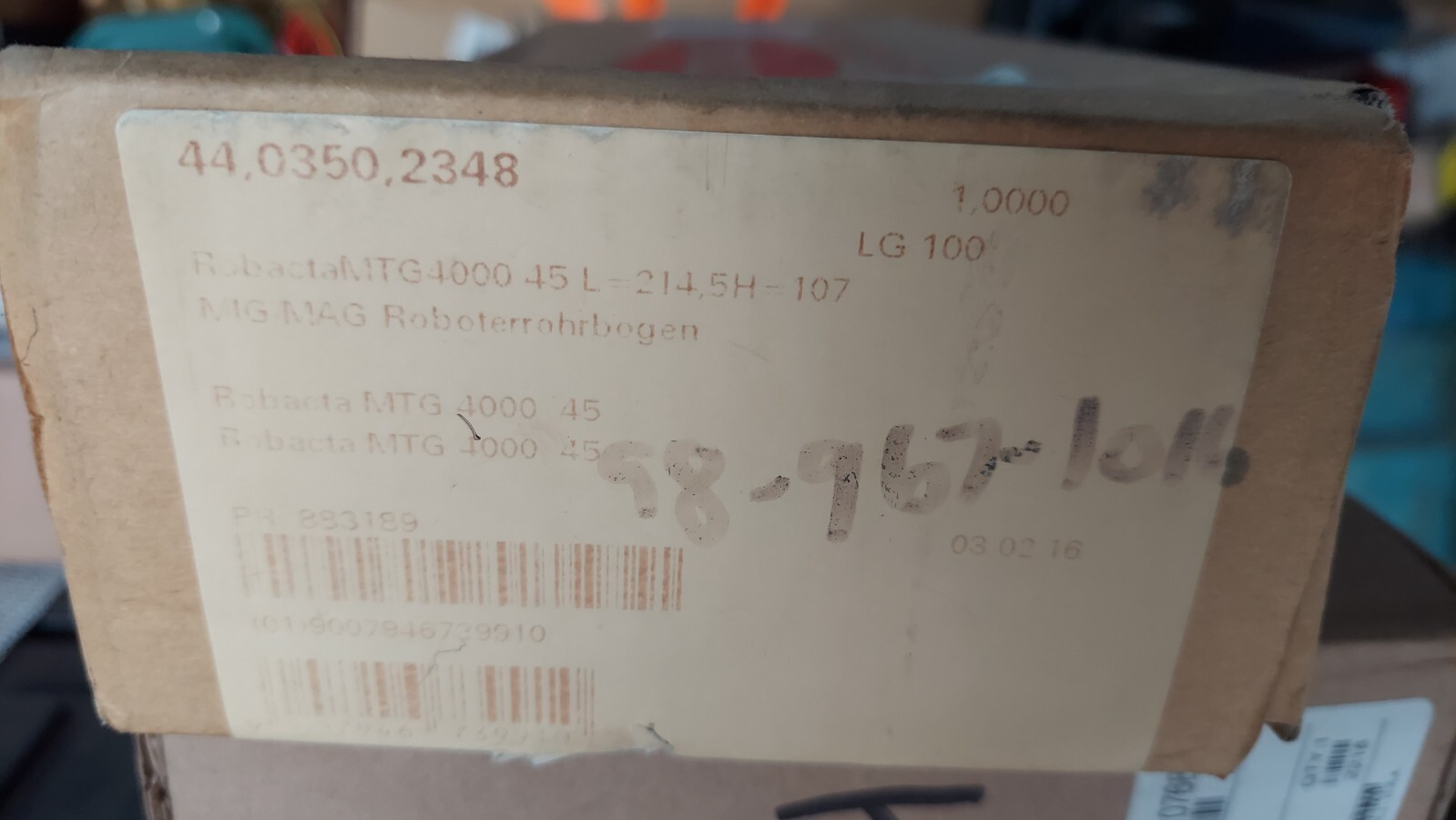 New Fronius 44,0350,2348 MTG4000 Robacta Mig/Mag Robotic Torch Body BAD BOX