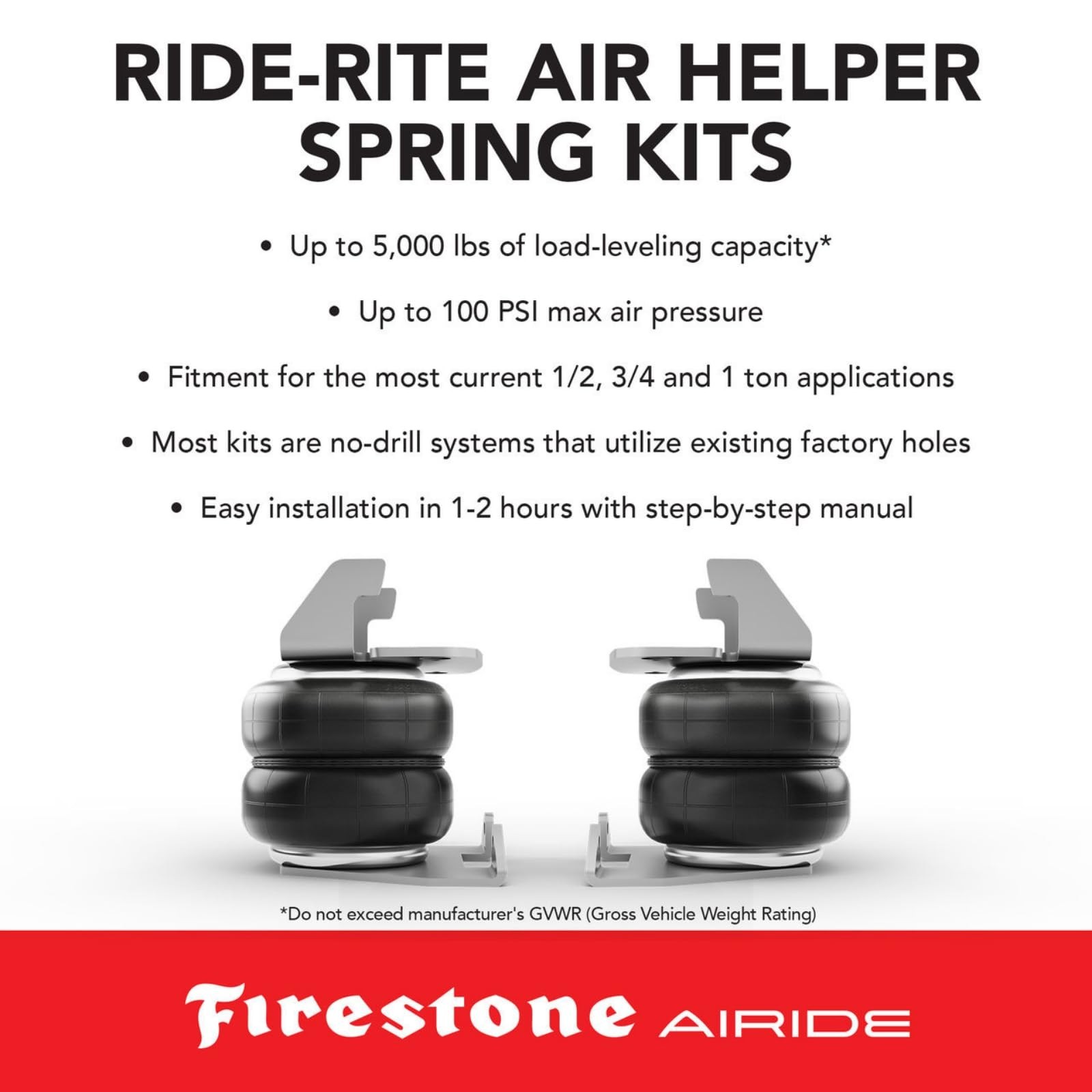 Firestone Airide 2223 Ride-Rite Front Air Springs Kit fits 1984-2004 F250 F35…