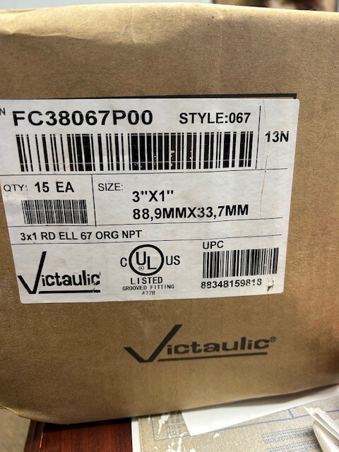 3″ x 1″ End of Run Elbow FireLock 67 Victaulic FireLock 67 FC38067P00