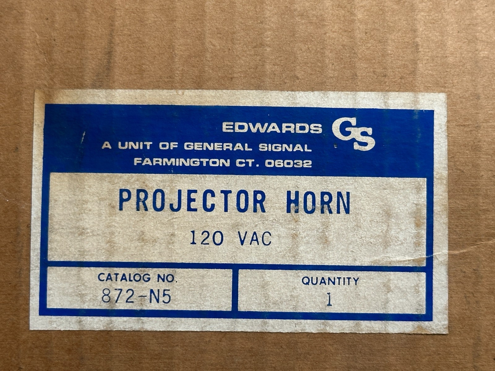 NEW Edwards Signaling 872-N5 Projector Horn 120V 50/60HZ Audible Warning Device
