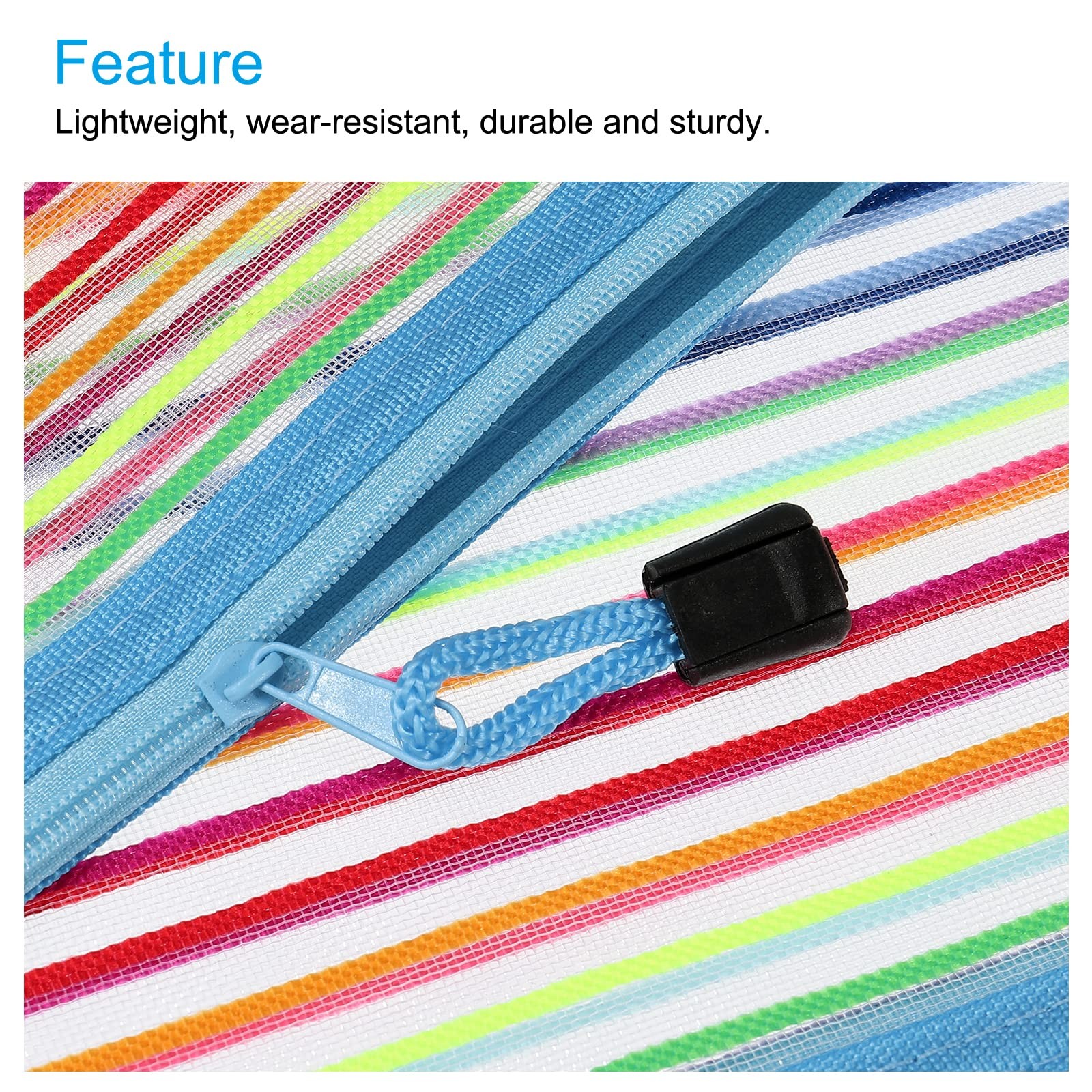 MECCANIXITY Mesh Zipper Pouches, B6 Colorful Pencil Case Document Sky Blue