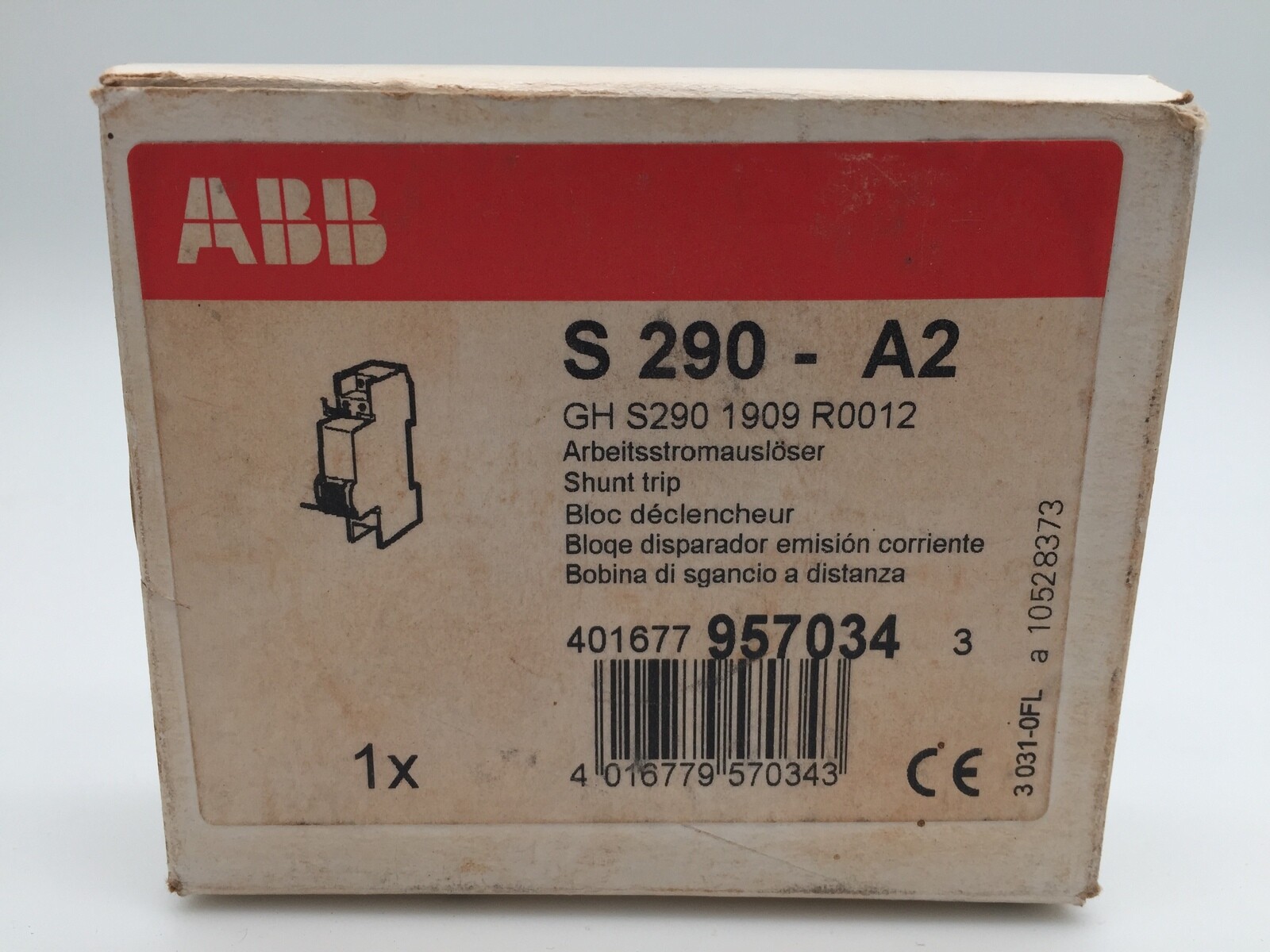 ABB S 290-A2 Shunt Trip C1/C2 24-28V AC/DC Field Mounting Left Side 95734 GH29