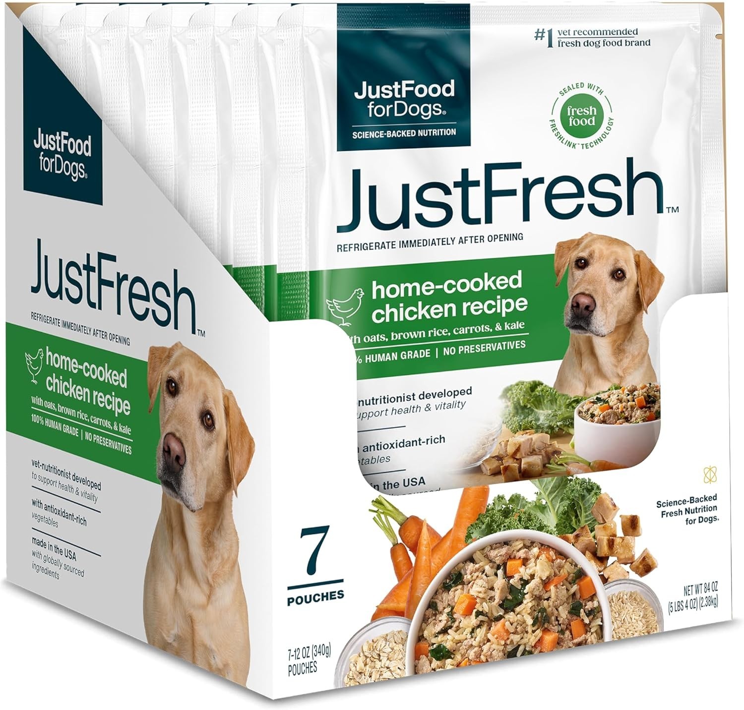 JustFoodForDogs JustFresh All Life Stages Fresh Dog Food – Chicken, 12 oz -7Pack