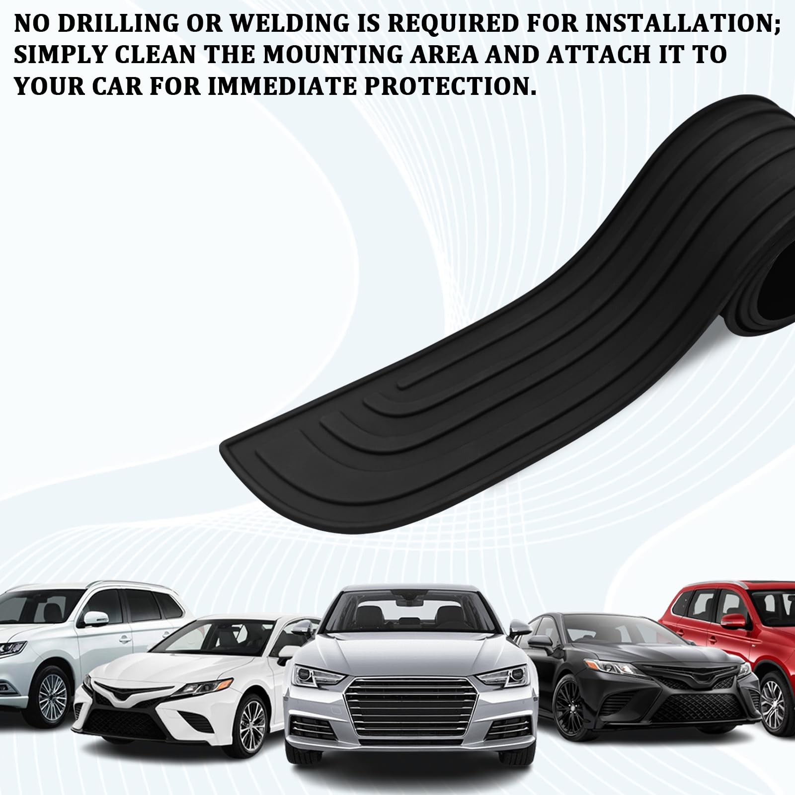 Universal Car Rear Bumper Protector 41 Inch Rubber Trunk Sill Guard Black