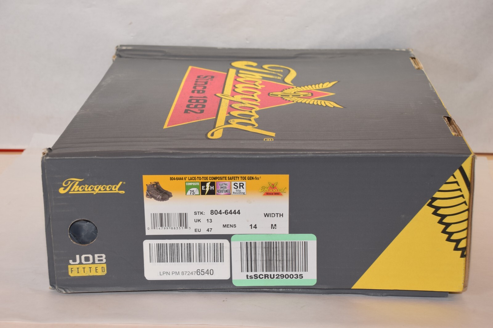 THOROGOOD 804-6444 Men 14 M 6″ Lace-To-Toe Composite Safety Toe Gen-Flex2, Black