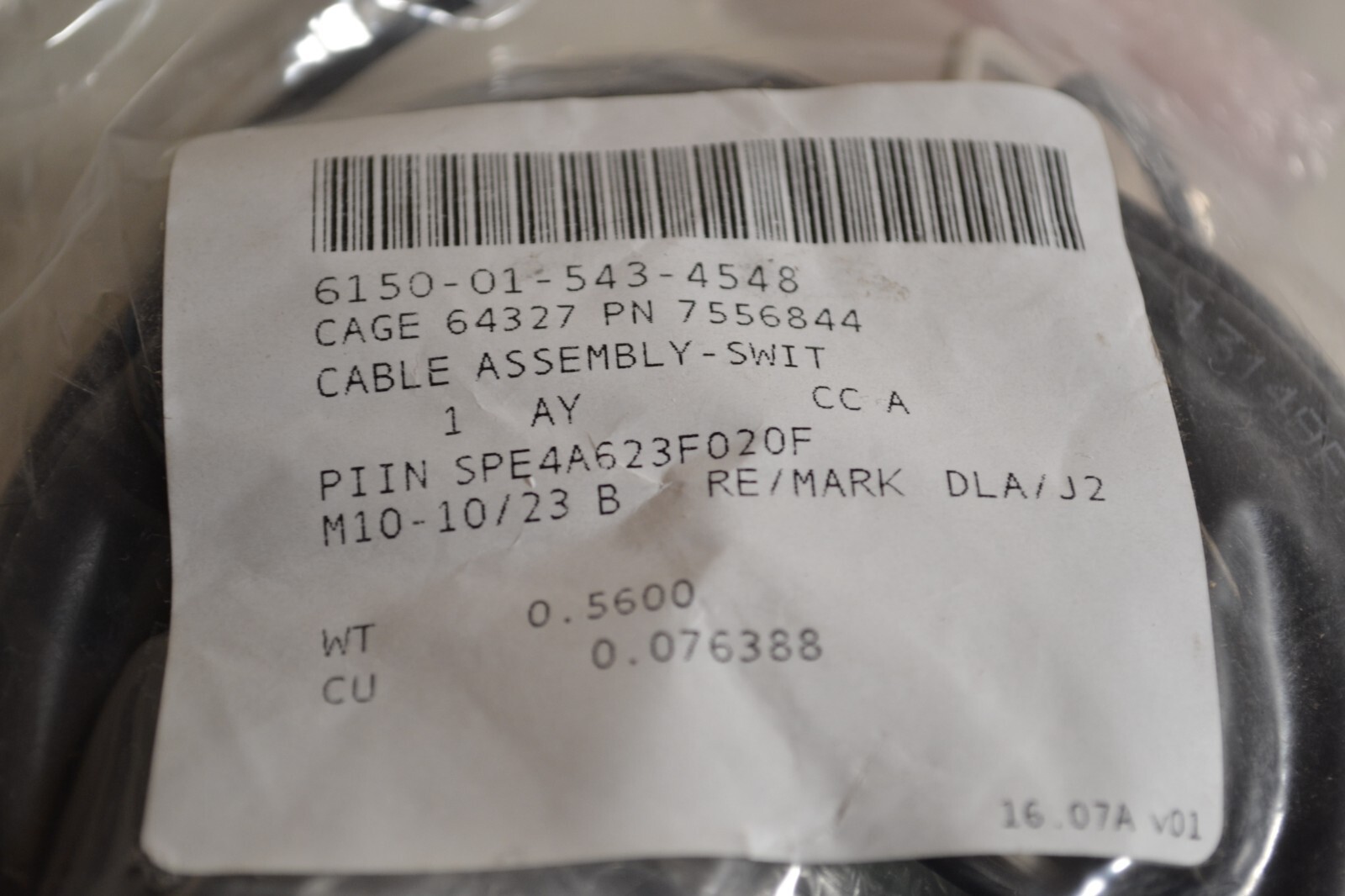 CAGE 64327 PN 7556844 #6150-01-543-4548 Cable Assembly-Switch