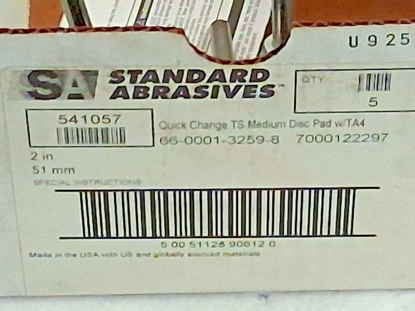 Standard Abrasives Disc Backing Pads QTY5 2″ Dia Quick Change Type S 7000122297