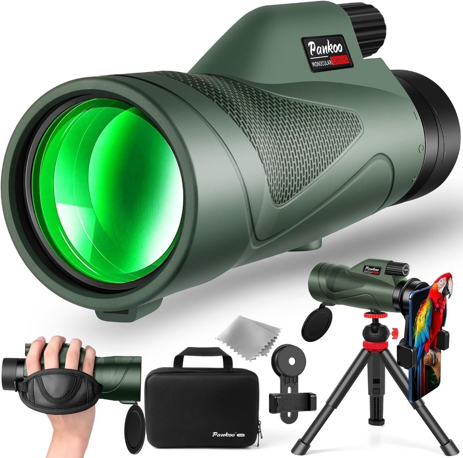12×60 HD Monocular Telescope for Adults high Powered | Comes with Smartphone Ada