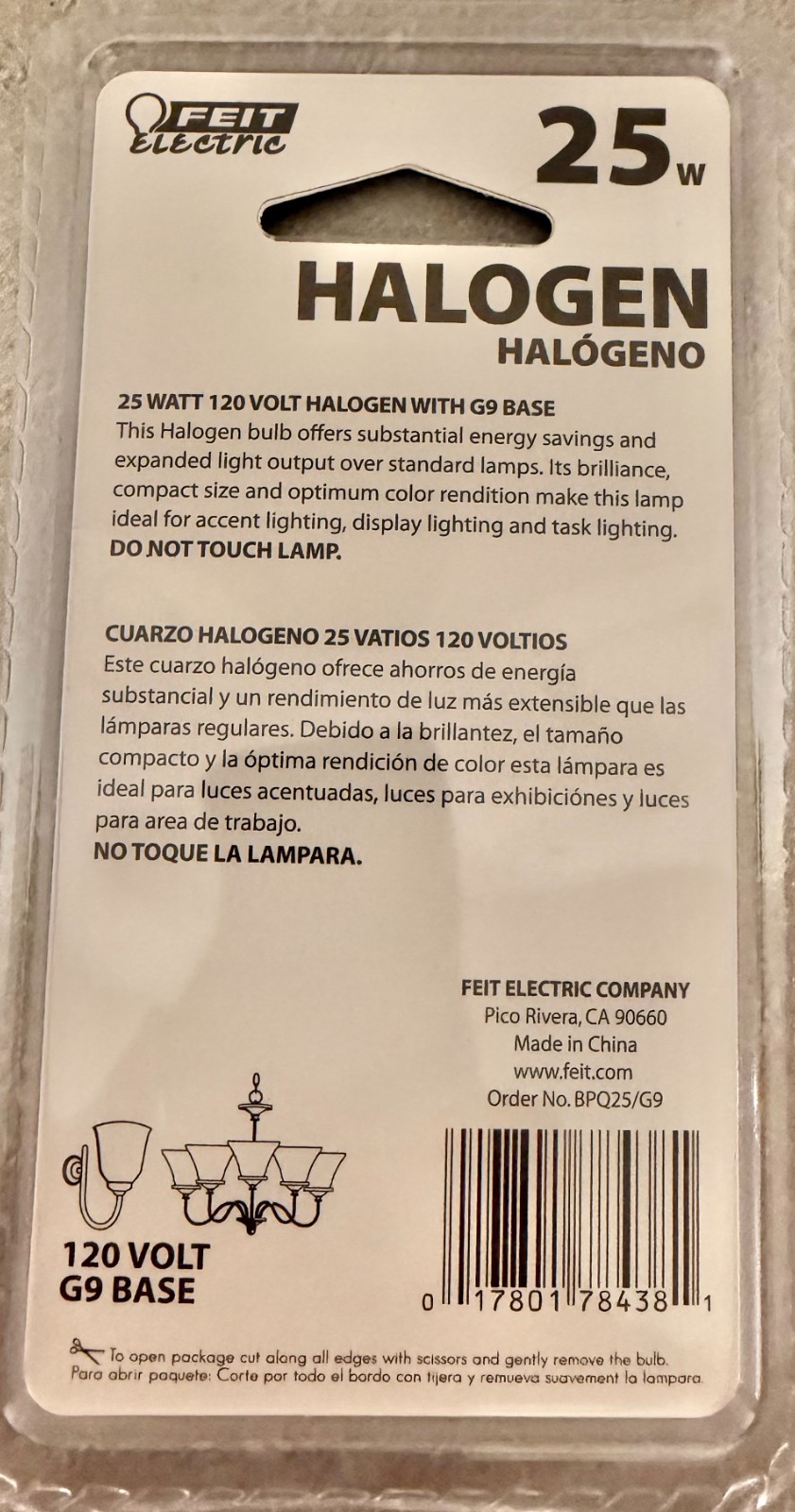 New FEIT ELECTRIC 25w Halogen G9 Bulb BPQ25/G9