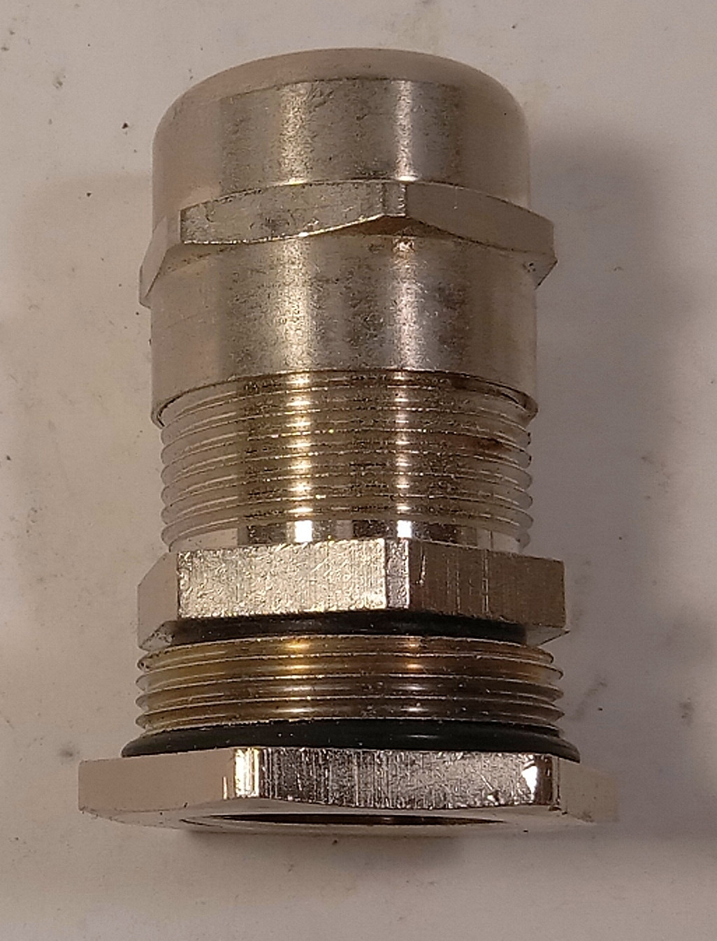 1 NEW NICKLE PLATED BRASS 57.2 mm CABLE GLAND CONNECTOR NNB ***MAKE OFFER***