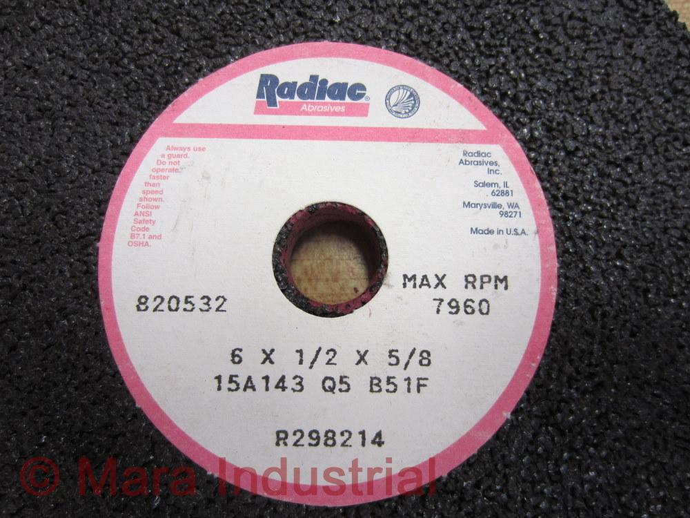 Radiac Abrasives 15A143 Q5 B51F Grinding Wheel 820532