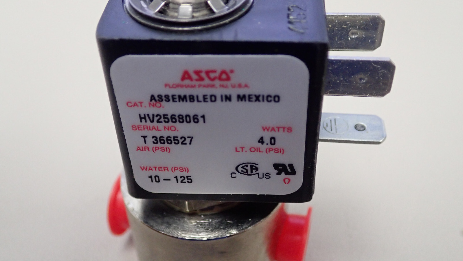 ASCO RedHat HV2568061 4.0 Watts Solenoide Switch Assembly Piviot 1/8” 2 Way