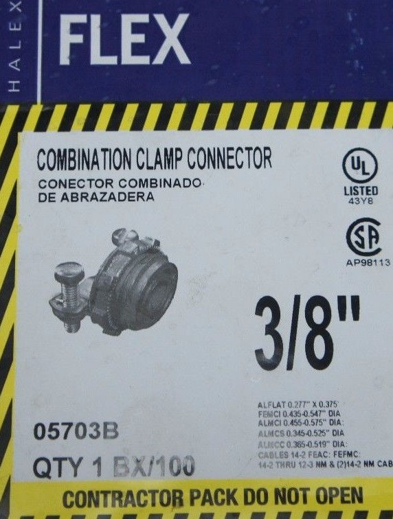 BOX OF 61 NEW HALEX 05703B COMNINATION CLAMP CONNECTORS 3/8″