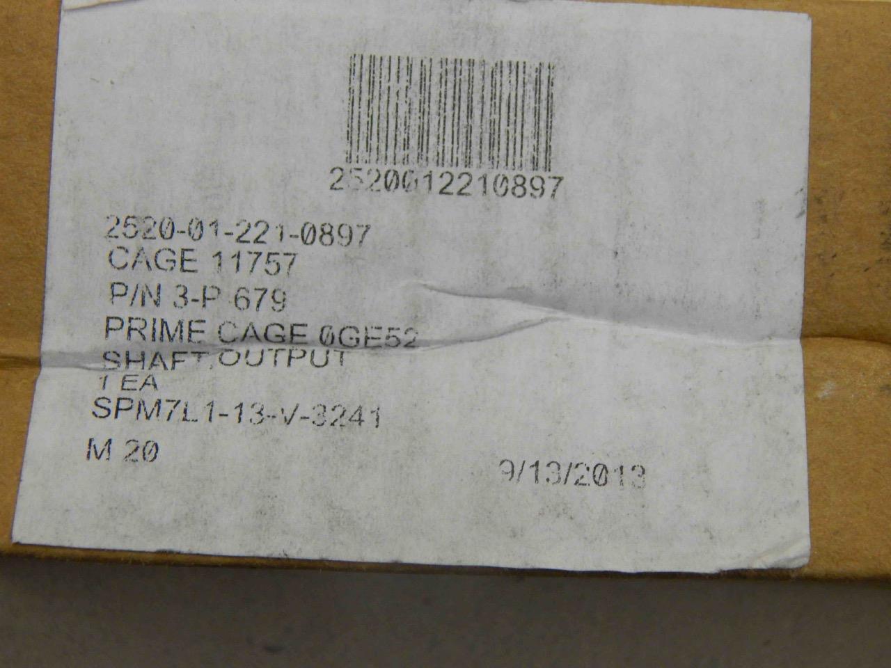 Parker Chelsea 3-P-679, 13V3241 2520-01-221-0897 Output Shaft