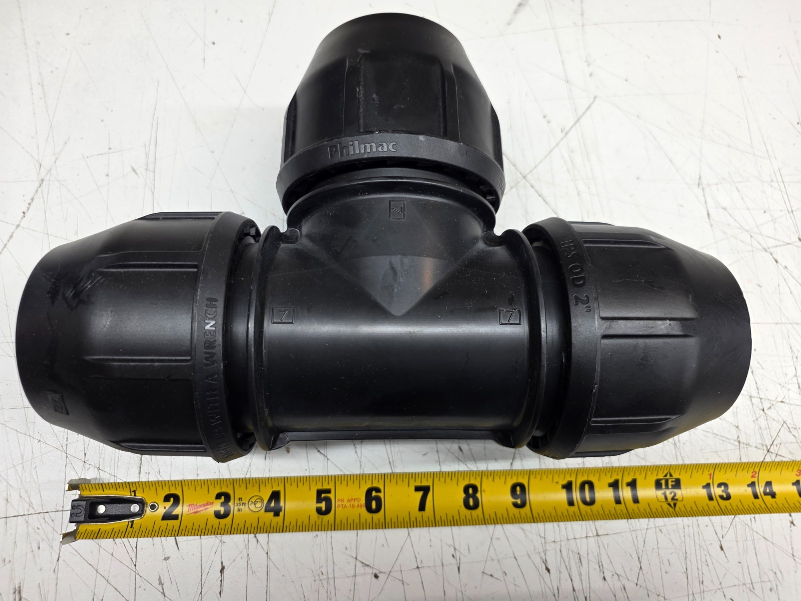Philmac 2″ x 2″ x 2″ IPS OD Black Standard Tee Fitting HDPE Pipe Compression NeW