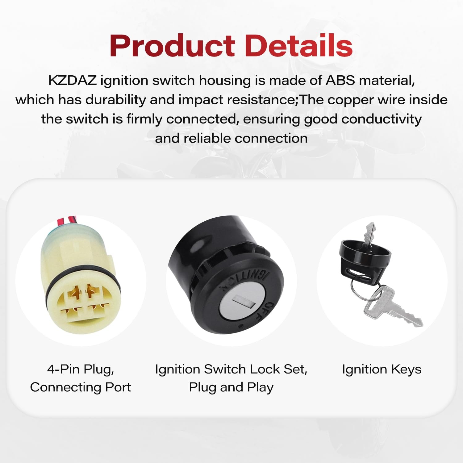 Ignition Key Switch, Compatible with Honda ATV Rancher 350 400 420 TRX350TE TRX4