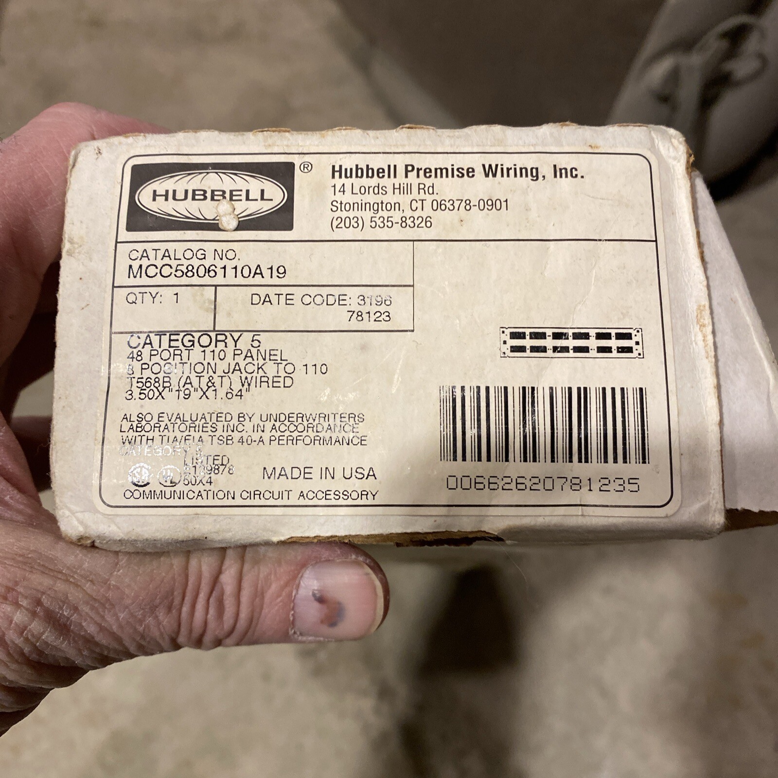 Hubbell Premise Wiring Inc. Cat 5 MCC5806110A19 48-Port Patch Panel New