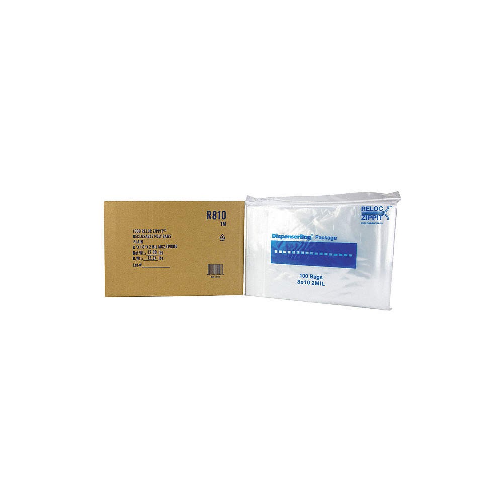 RELOC ZIPPIT R810 Reclosable Poly Bag,Zip Seal,PK1000 38UV29