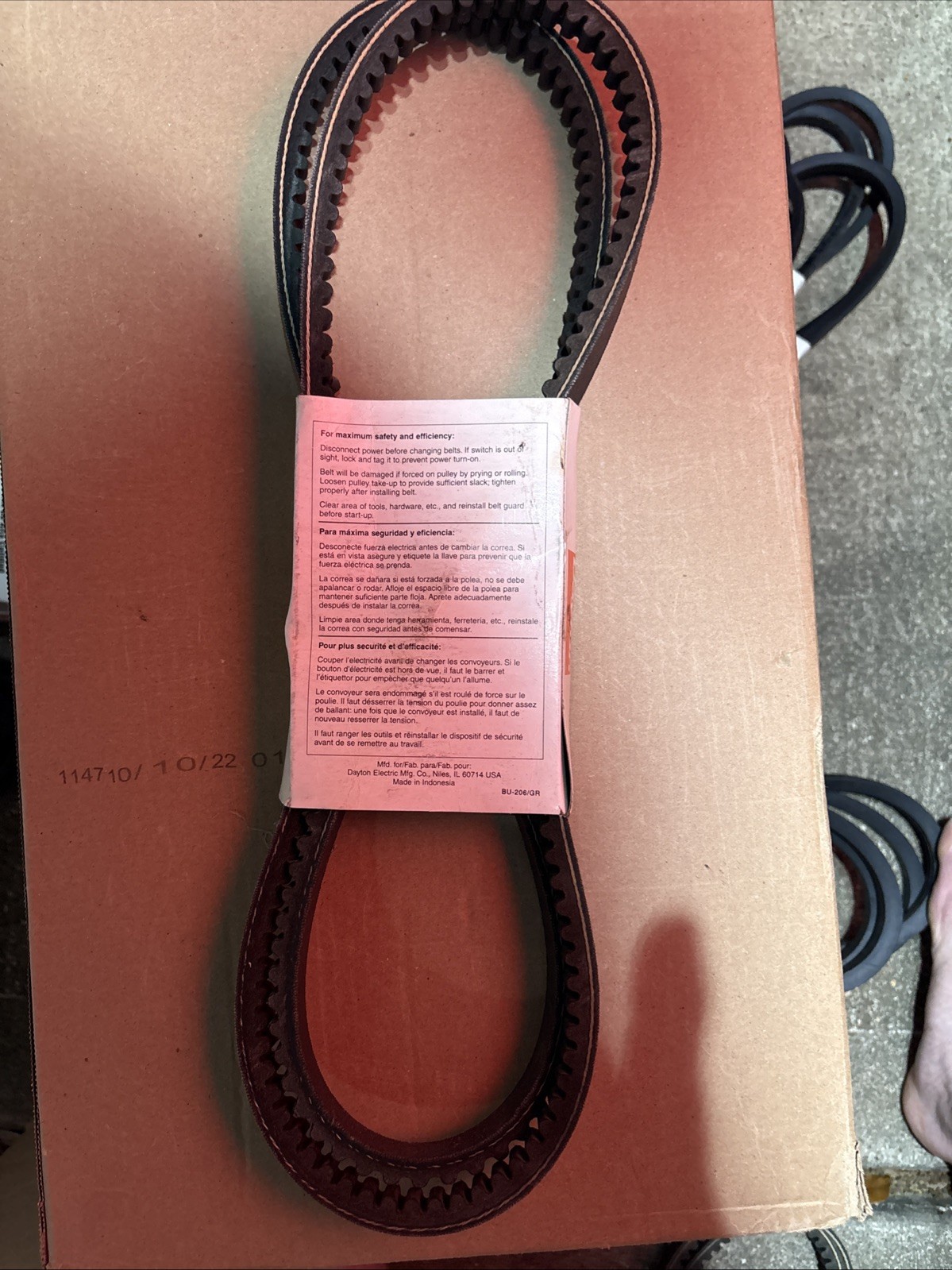 Dayton 6L289G Cogged V-Belt 1 Rib BX83 New …