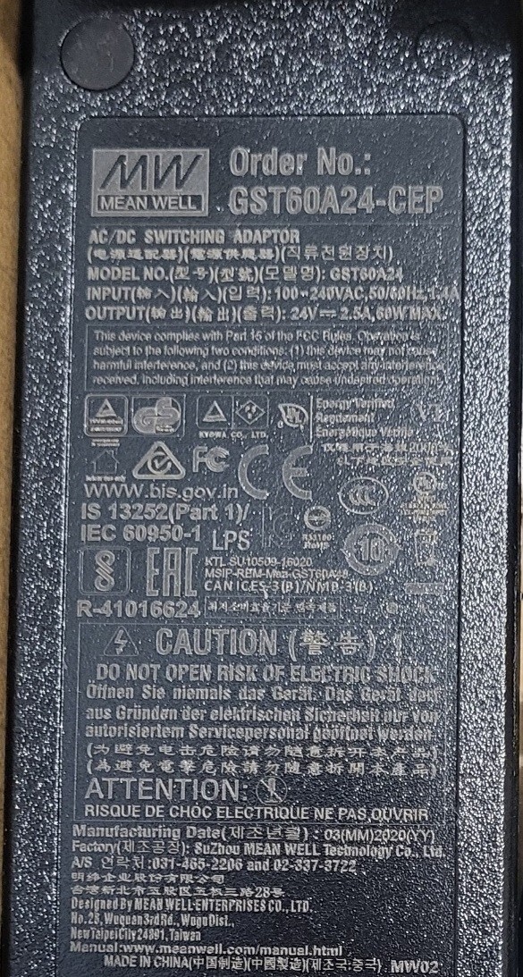 Mean Well GST120A24-CEP 24V 2.5 Amp 60W Regulated Switching Table Top Power