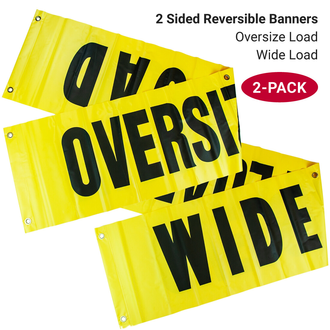 Wide Load/Oversize Load Banner – Brass Banner Grommets – 18″ x 84″ – 2 Pack