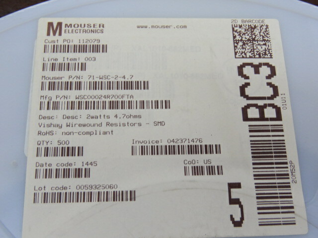 VISHAY/ DALE WSC00024R700FTA Qty of 50 per Lot Wirewound Resistors – SMD 2watts
